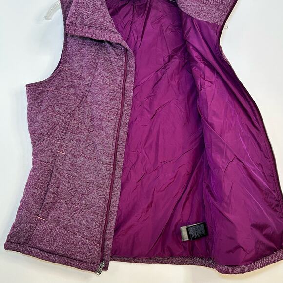 North Face Puffer Vest Medium Magenta Purple Fuschia Zip Front - Picture 4 of 10